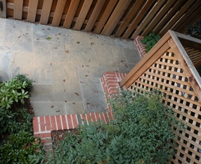 Flagstone Patio and Brick Edging Wall