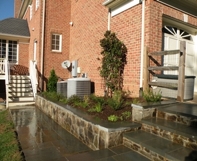 Stone Retaining Wall and Flagstone walk